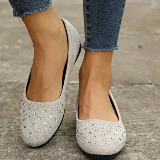 Escarpins confortables pour femmes, ornés de strass