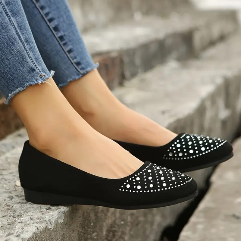 Escarpins confortables pour femmes, ornés de strass