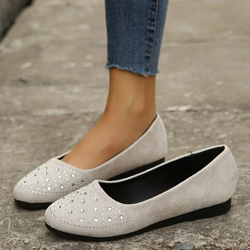Escarpins confortables pour femmes, ornés de strass