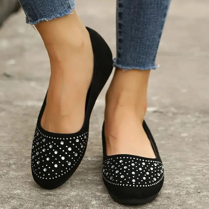 Escarpins confortables pour femmes, ornés de strass