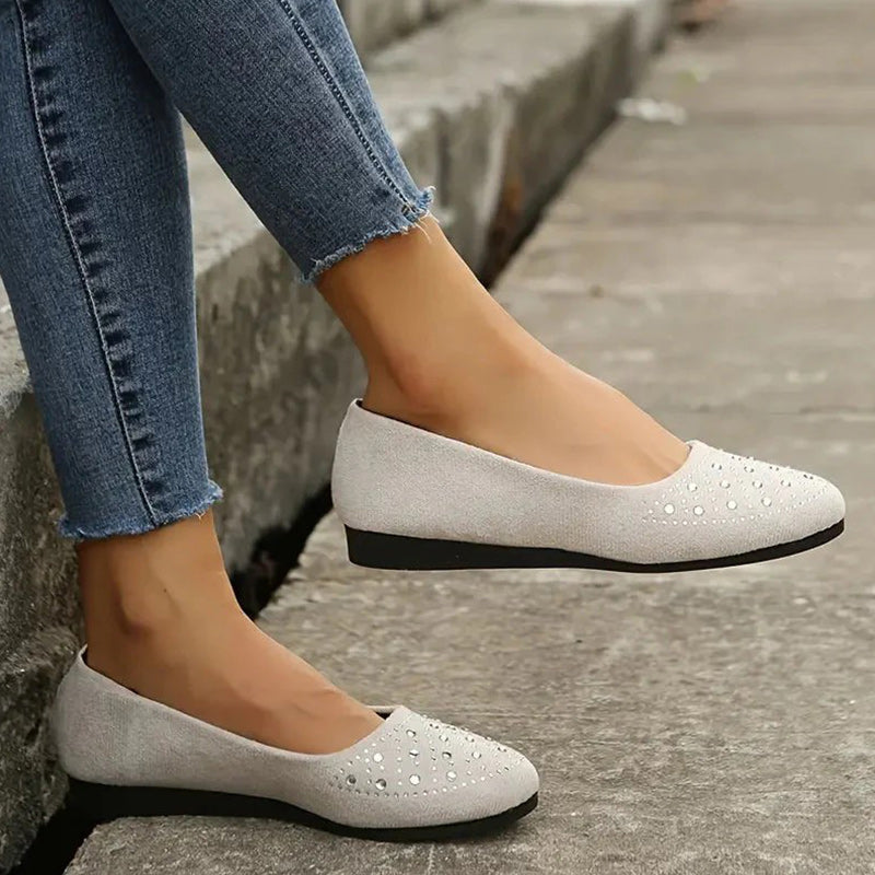 Escarpins confortables pour femmes, ornés de strass