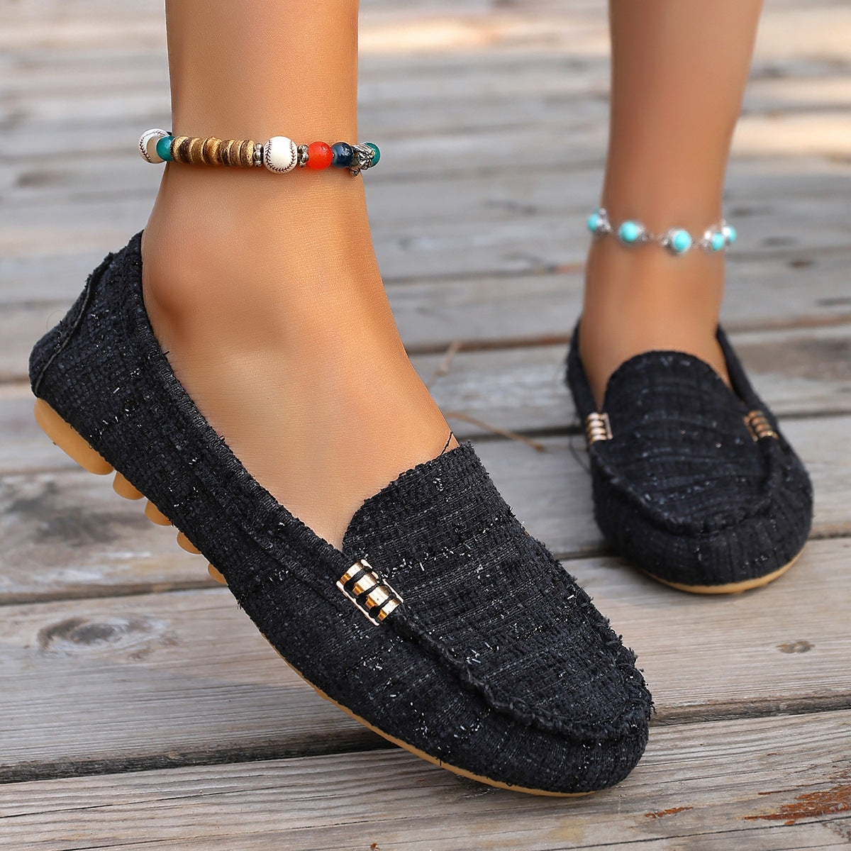 Mocassins patchwork à imprimé léopard pour femmes