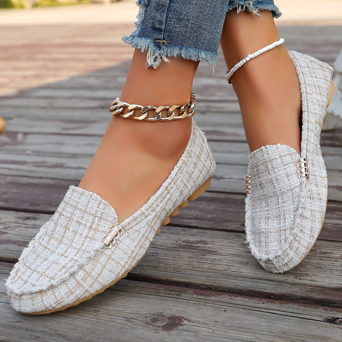Mocassins patchwork à imprimé léopard pour femmes