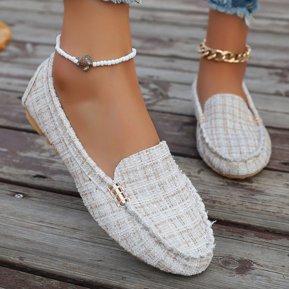 Mocassins patchwork à imprimé léopard pour femmes