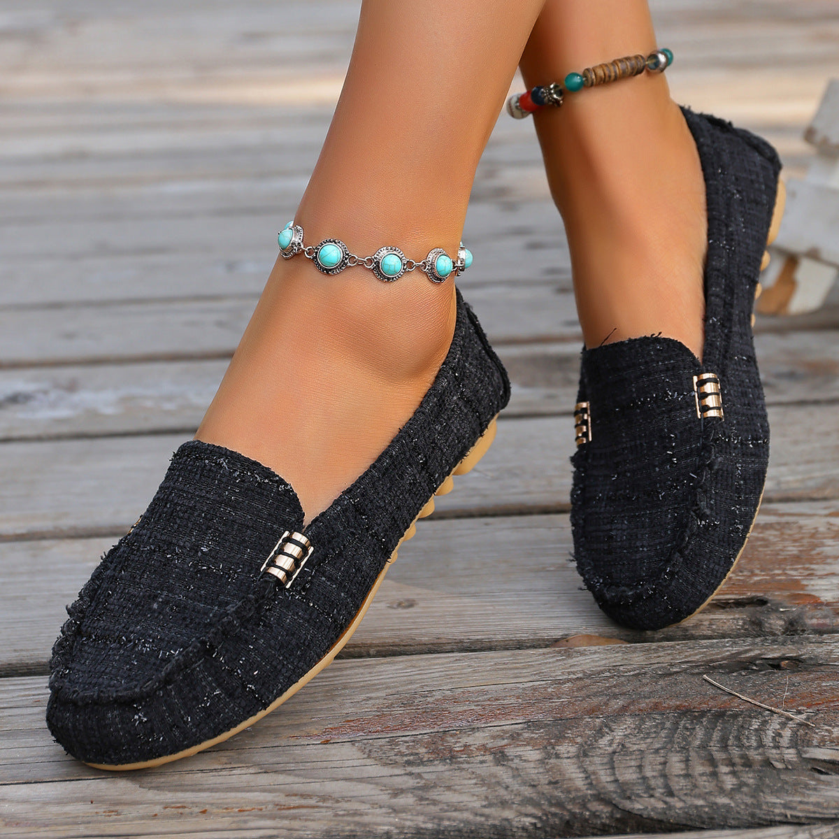 Mocassins patchwork à imprimé léopard pour femmes