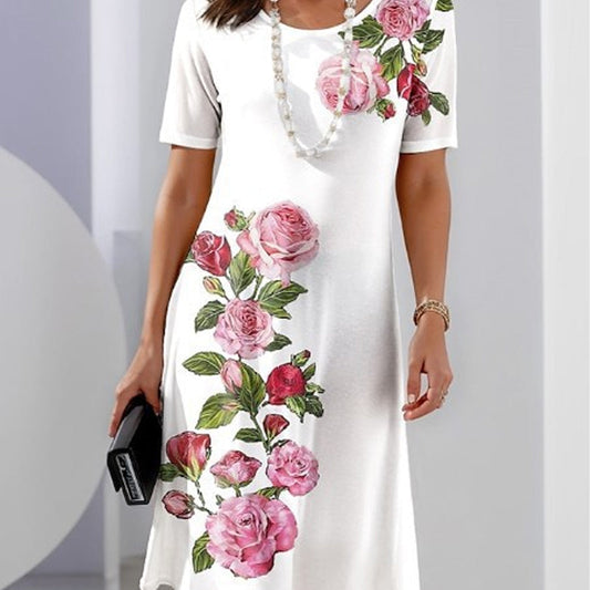 🌸 50% de réduction pour une durée limitée 💐 Robe à manches courtes Rose Bloom