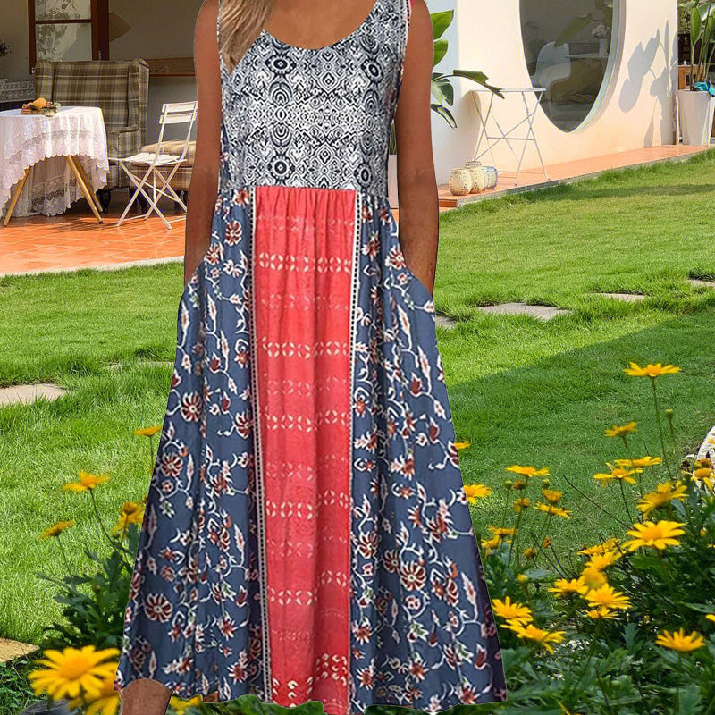 Robe sans manches à imprimé floral pour femme