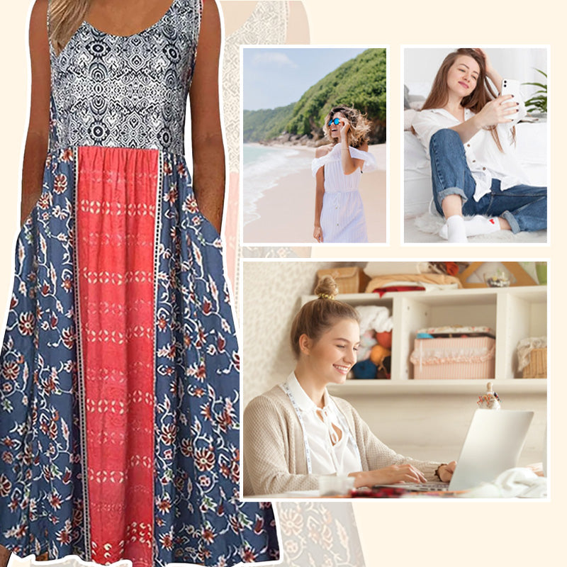 Robe sans manches à imprimé floral pour femme