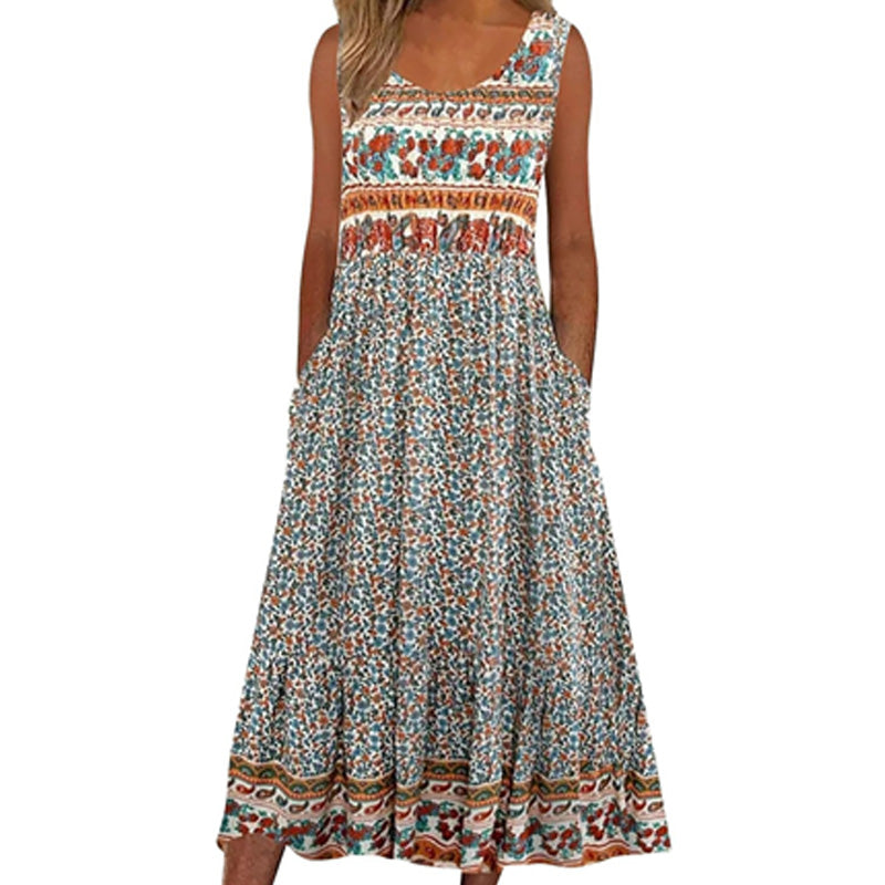 Robe sans manches à imprimé floral pour femme