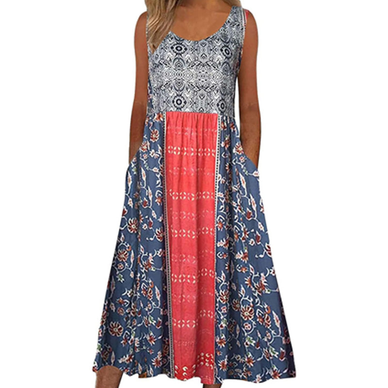 Robe sans manches à imprimé floral pour femme