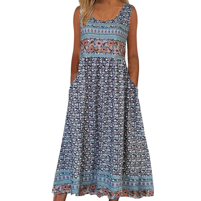 Robe sans manches à imprimé floral pour femme