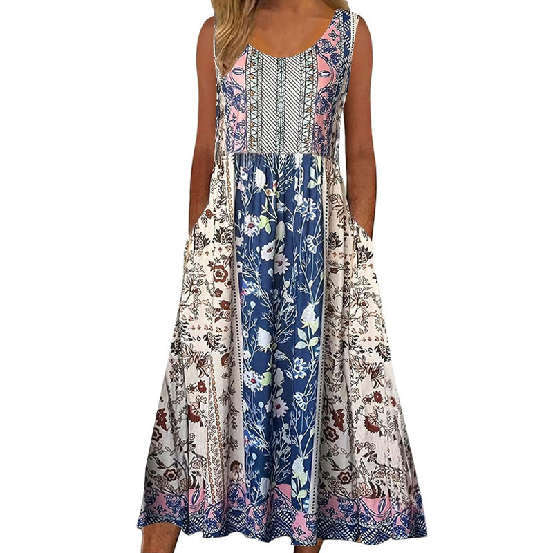 Robe sans manches à imprimé floral pour femme