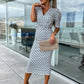 ⏰50% de réduction pour une durée limitée🔥Mode féminine Imprimé Bubble Sleeve V Neck Short Sleeve Waist Dresses