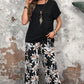 🌸Promotions d'été🌸Ensemble pantalon large et haut à manches courtes pour femmes, décontracté, imprimé floral