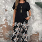 🌸Promotions d'été🌸Ensemble pantalon large et haut à manches courtes pour femmes, décontracté, imprimé floral