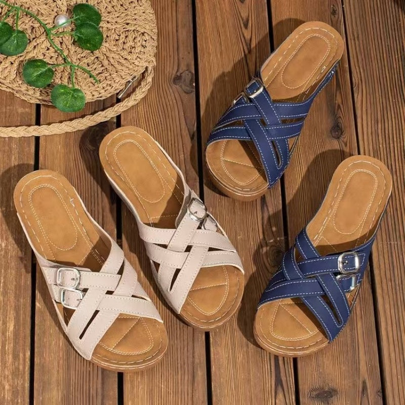 🌸50% de réduction pour une durée limitée🔥Women's Summer Adjustable Cross Strap Casual Sandals