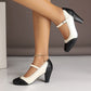 Chaussures Mary Jane élégantes en cuir PU à talons épais pour femmes