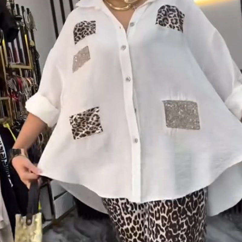 Ensemble deux pièces décontracté et tendance pour femmes avec motif léopard