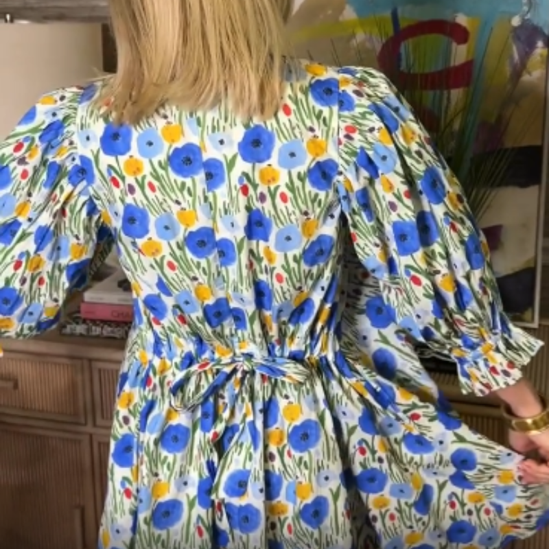 🔥Robe à manches bulles imprimée de motifs floraux