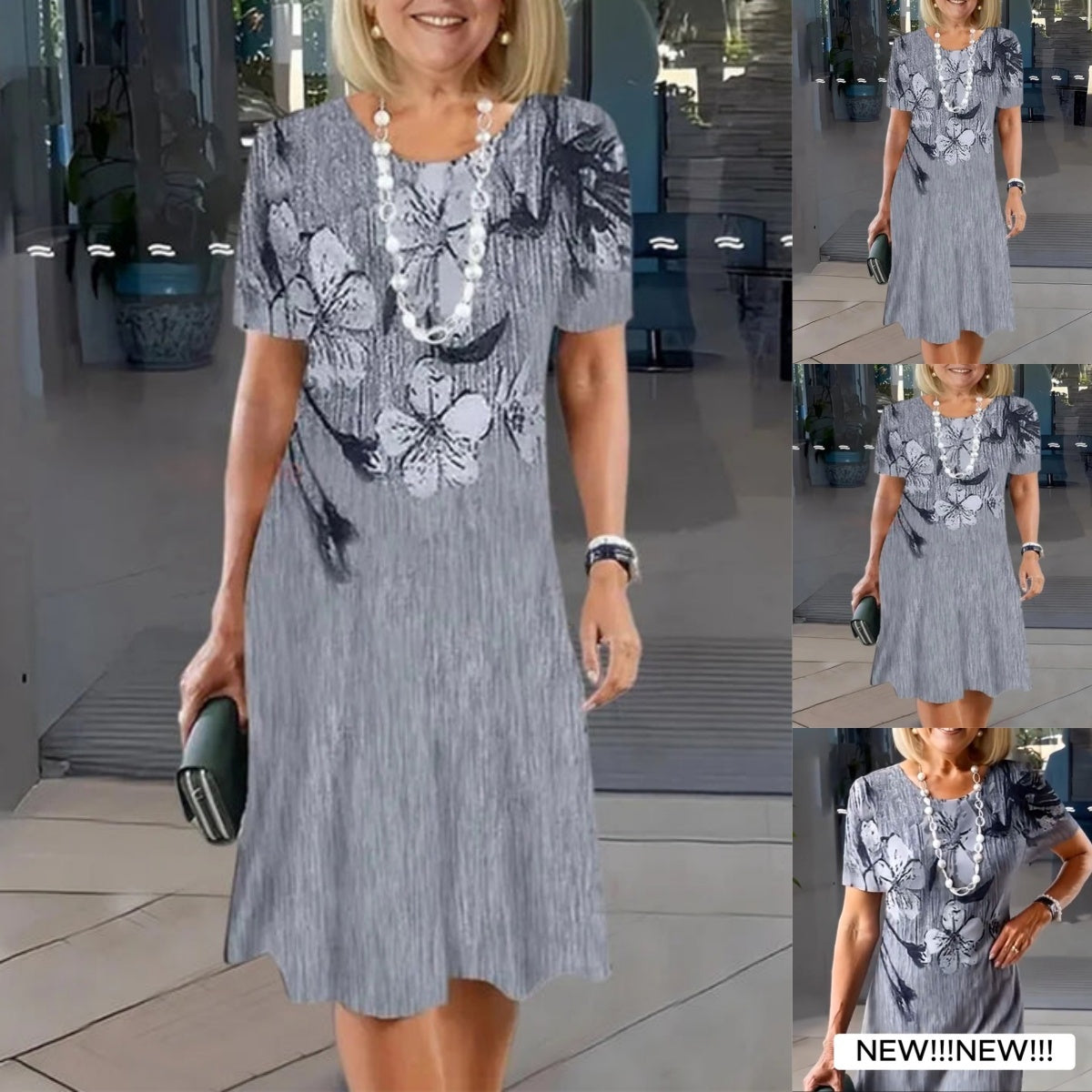 🔥Robe décontractée imprimée à col rond pour femmes