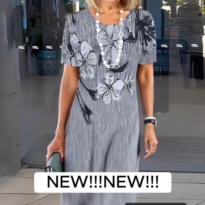 🔥Robe décontractée imprimée à col rond pour femmes