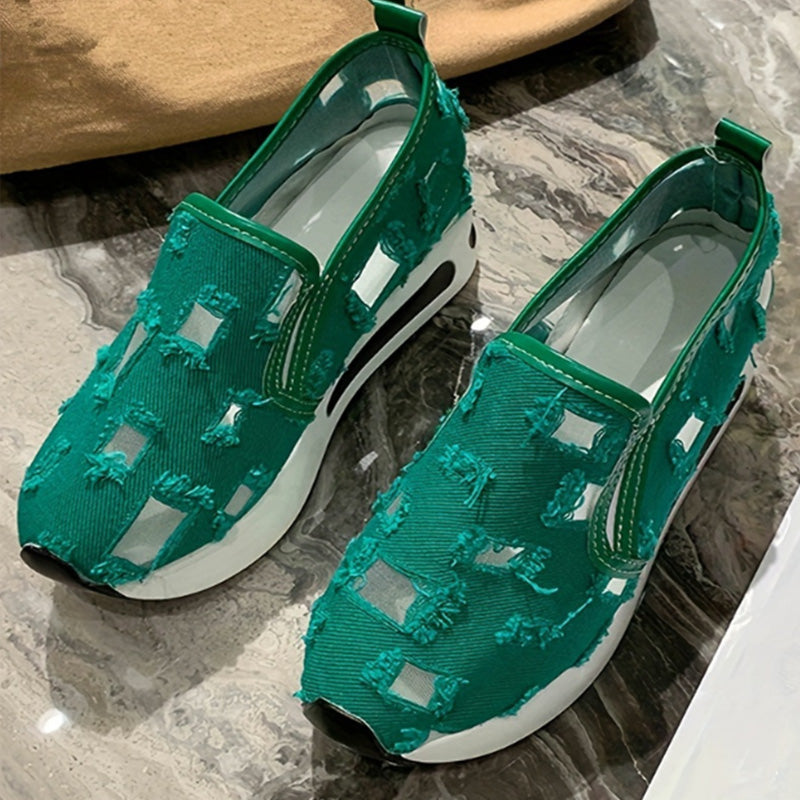 Sandales pour femmes en toile à semelle épaisse