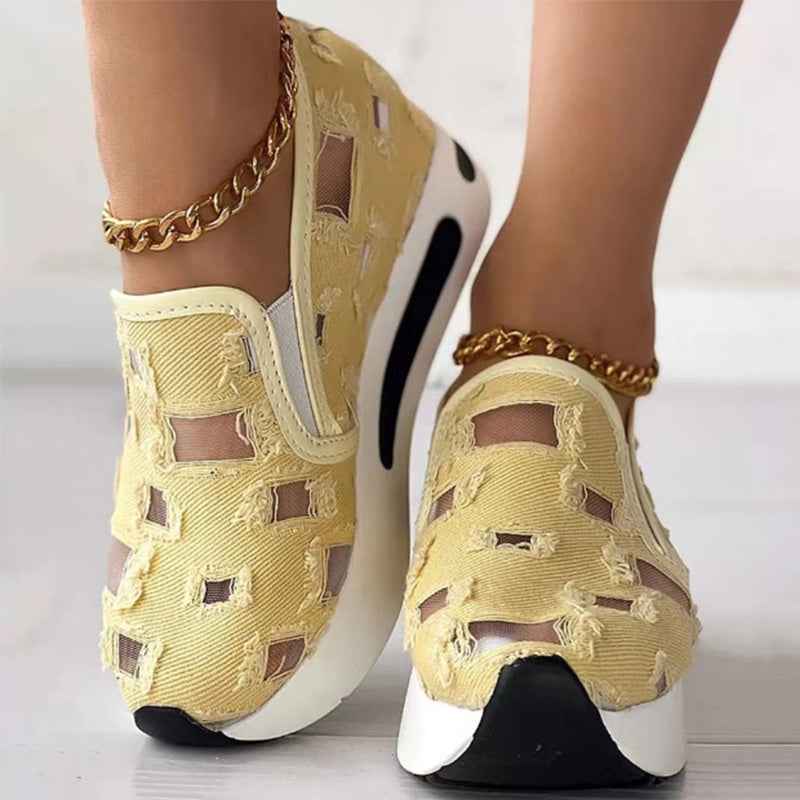 Sandales pour femmes en toile à semelle épaisse
