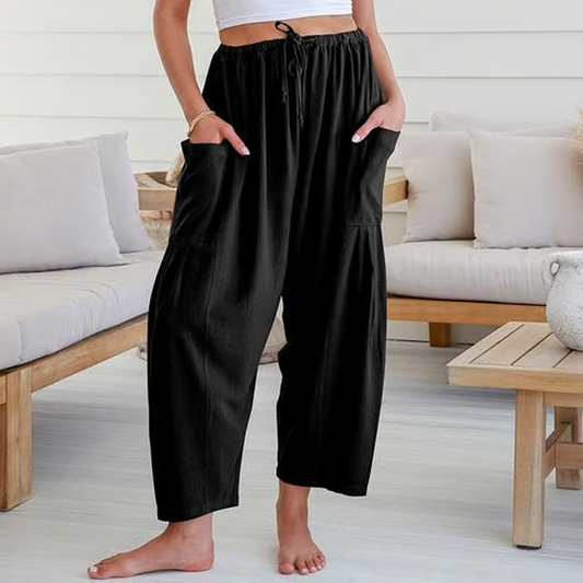 💥Offre spéciale de la semaine🎁Pantalon large en lin avec poches pour femmes