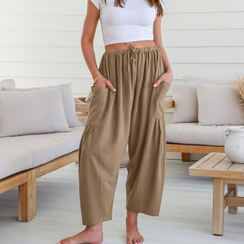 💥Offre spéciale de la semaine🎁Pantalon large en lin avec poches pour femmes