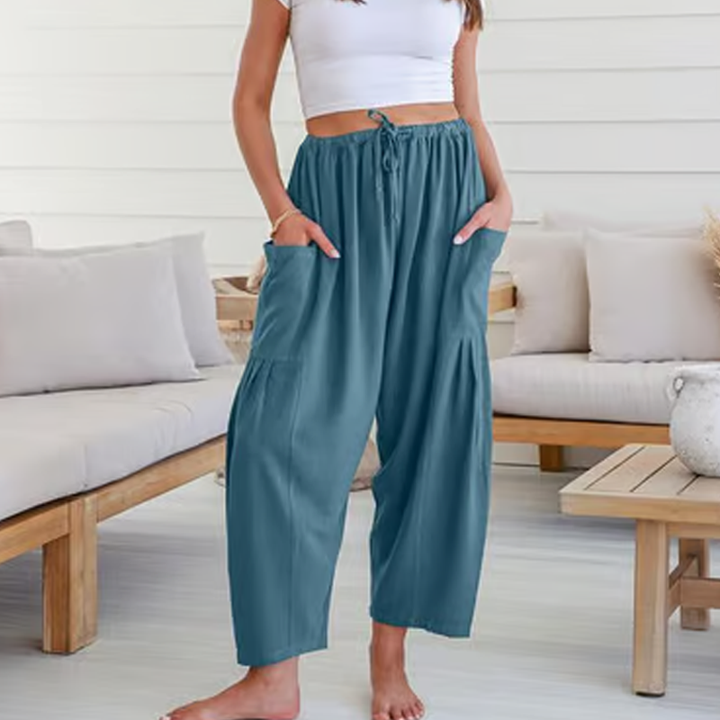 💥Offre spéciale de la semaine🎁Pantalon large en lin avec poches pour femmes