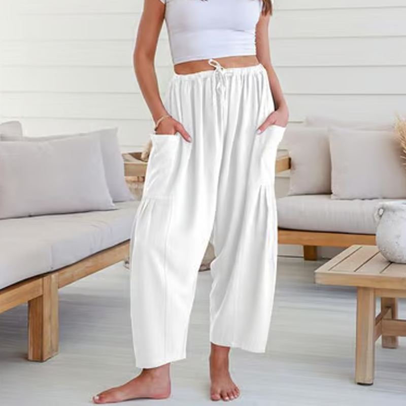 💥Offre spéciale de la semaine🎁Pantalon large en lin avec poches pour femmes