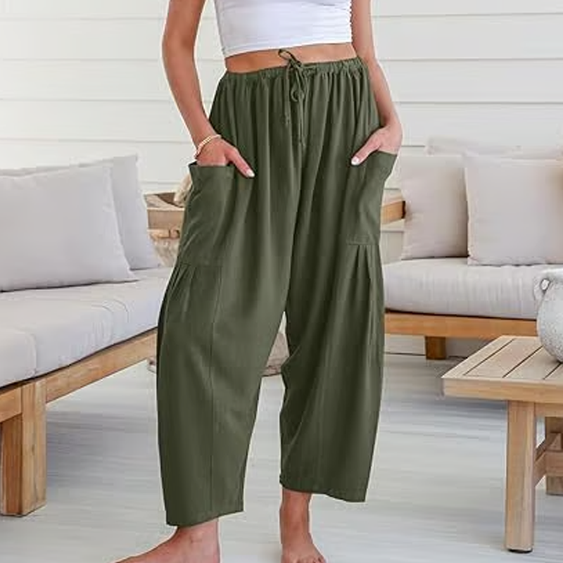 💥Offre spéciale de la semaine🎁Pantalon large en lin avec poches pour femmes