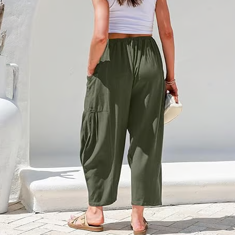 💥Offre spéciale de la semaine🎁Pantalon large en lin avec poches pour femmes