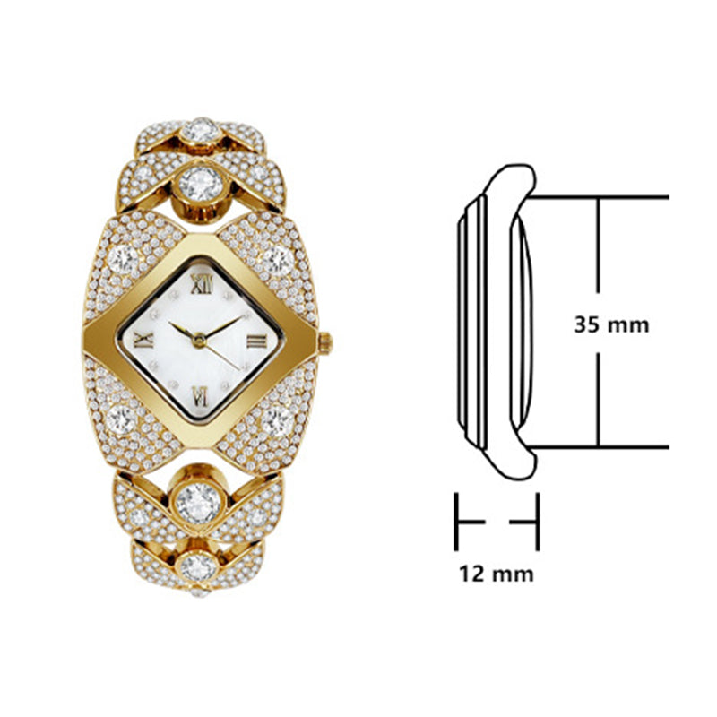 Montre à quartz rétro pour femme avec strass scintillants