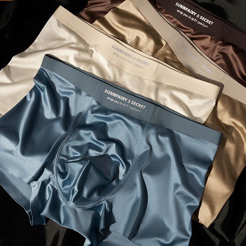 Caleçon de luxe léger en satin, soie glacée et respirant pour hommes