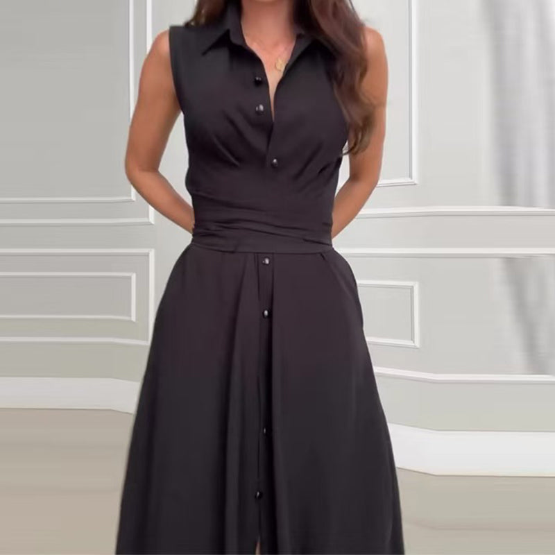 🌴Summer Specials🌴Chemise sans manches pour femme Robe longue avec lien à la taille