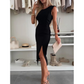 Élégante robe fendue sans manches