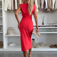 Élégante robe fendue sans manches