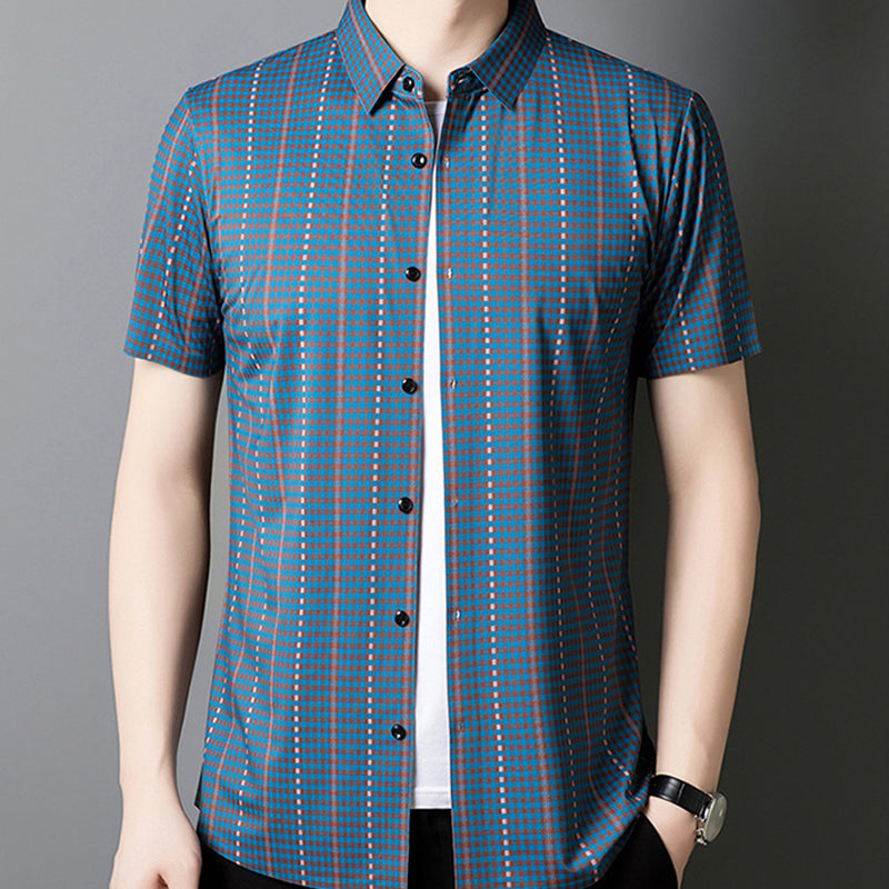 🔥Nouveauté 2025🔥 Chemise à manches courtes pour homme à carreaux rafraîchissante avec boutons