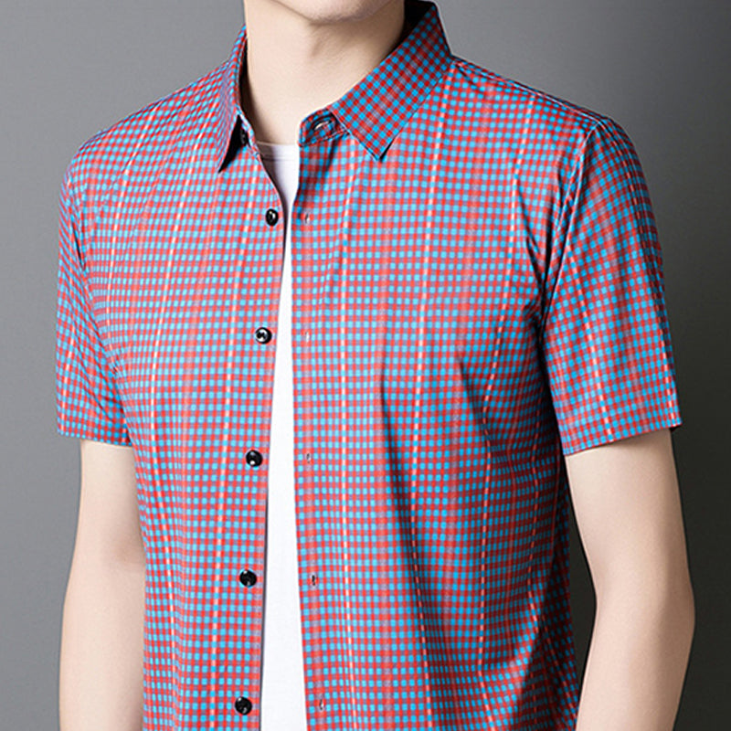 🔥Nouveauté 2025🔥 Chemise à manches courtes pour homme à carreaux rafraîchissante avec boutons