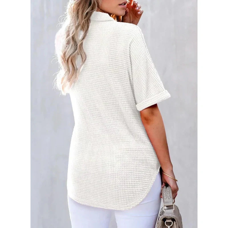 Soldes d'été - Demi-prix🩷Top manches courtes à revers pour femmes