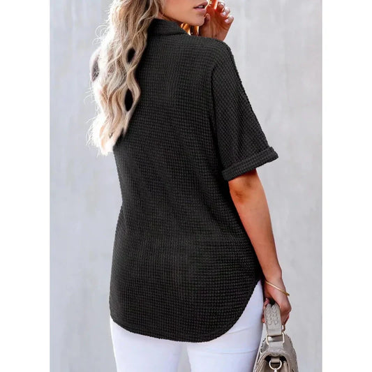 Soldes d'été - Demi-prix🩷Top manches courtes à revers pour femmes