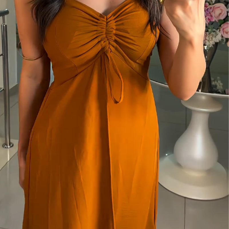 💥50% DE RÉDUCTION 💥Ensemble deux pièces à bretelles spaghetti et short de couleur unie pour femmes