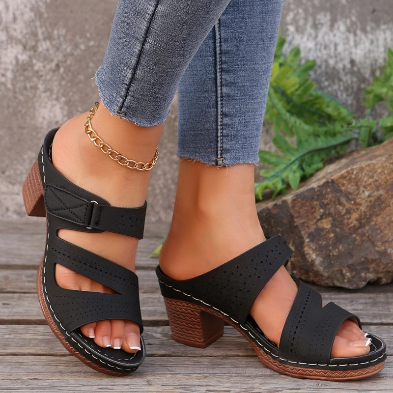 Sandales à talons hauts et à bouts ouverts pour femmes