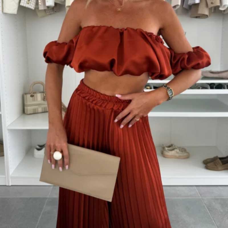 🔥 50% de réduction 🔥Ensemble deux pièces - Top sexy et pantalon large