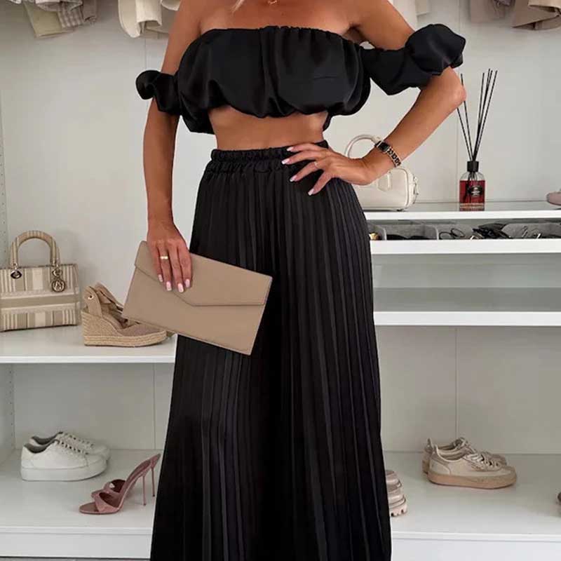 🔥 50% de réduction 🔥Ensemble deux pièces - Top sexy et pantalon large