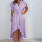 Robe style resort pour femme, col en V, pois, manches à volants