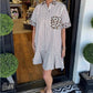 Leopard Print Fashion Stripe Patchwork Shirt Dress