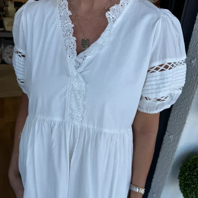 🌸Elégante robe pour femme avec décolleté en V et manches bouffantes🌈