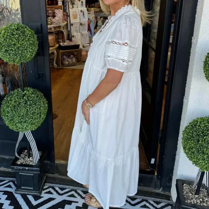 🌸Elégante robe pour femme avec décolleté en V et manches bouffantes🌈